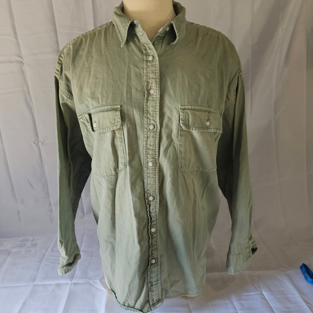 Aerie Oversized Button-Up Shirt Relaxed Fit Olive Green Casual Size M